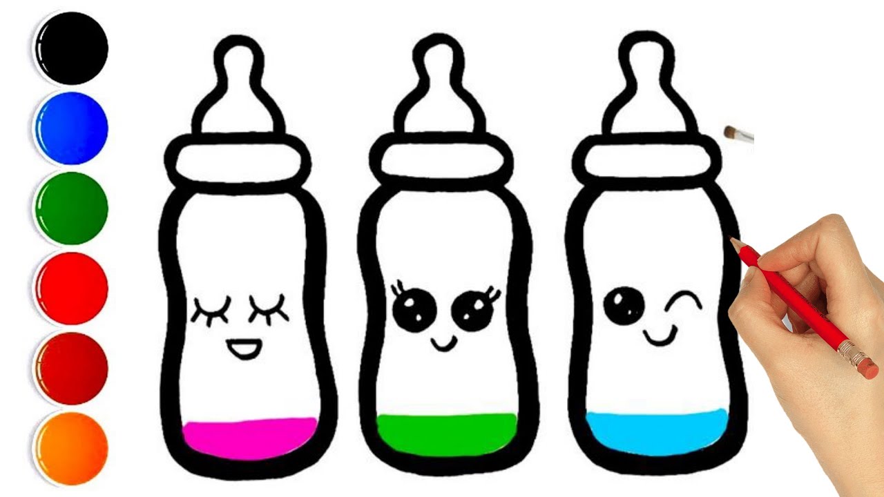 How to Draw Baby Bottle Rattle Pacifier | Teach Drawing for Kids ...
