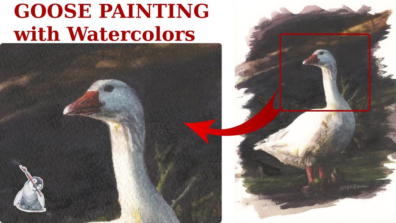Goose Painting with Watercolors 