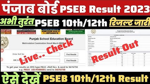 PSEB 10th/12th Result 2023 Kaise Dekhe ?How to Check Punjab Board Result ?Pseb 10th/12th Result Link