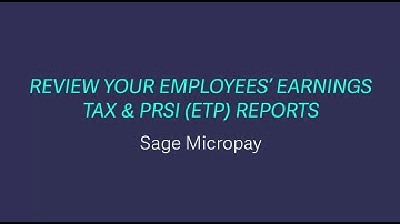 Sage Payroll (Micropay) - Review your employee ETP reports