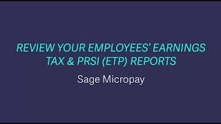 Sage Payroll (Micropay) - Review your employee ETP reports