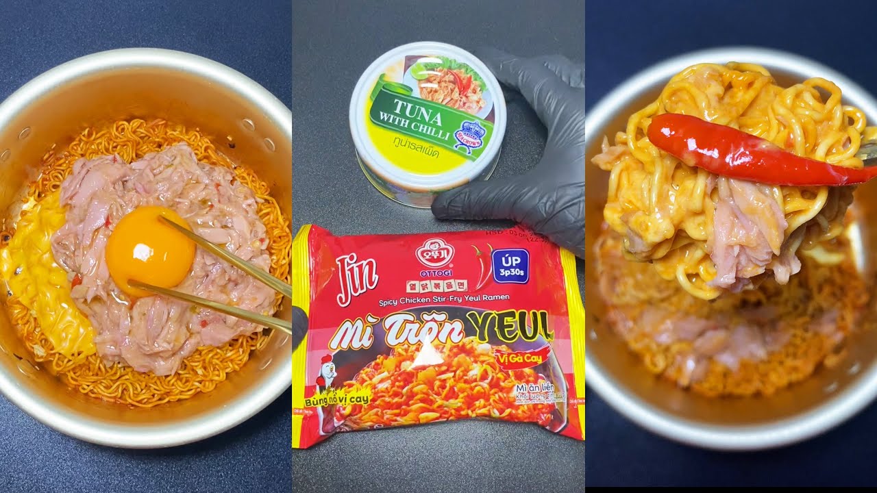 Ramen Hacks Shorts Spicy Ramen + Cheese🧀Tuna + Egg Yolk COOKING