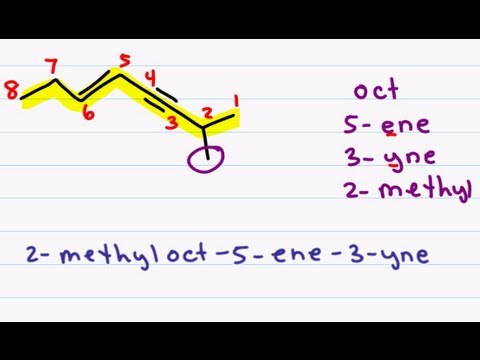 Naming Alkenes and Alkynes on the same Compound - ENYNE *Error at 3:18*