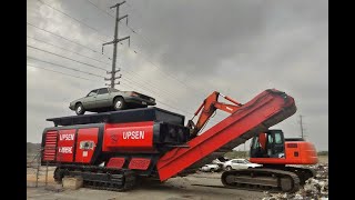 UPSEN ums950 double shaft mobile shredder for scrap car recycling