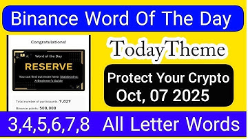 Binance Word of the Day Answer Today 07 November 2025 | Theme Protect Your Crypto | Binance WODL Ans