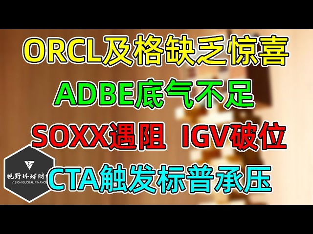 美股 ORCL缺乏惊喜，ADBE底气不足！SOXX遇阻、IGV破位！CTA触发标普承压，VIX苏醒！