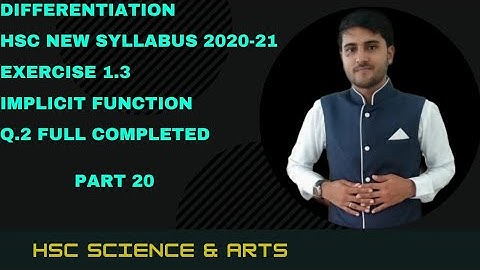 Differentiation Class 12 Part 20 Exercise 1.3 | Q.2 Completed | Maharashtra Board | Shadab Khan