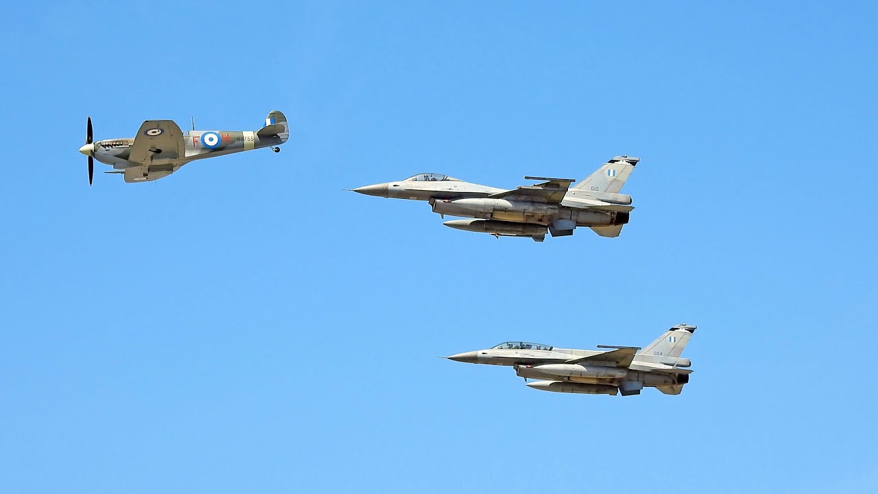 HAF Spitfire - First landing in Greece at Corfu