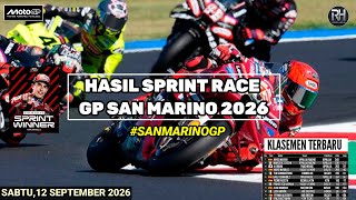 Hasil Motogp Hari ini~Hasil Sprint Race Gp San Marino 2026~Klasemen Motogp 2026~Jadwal Motogp 2026