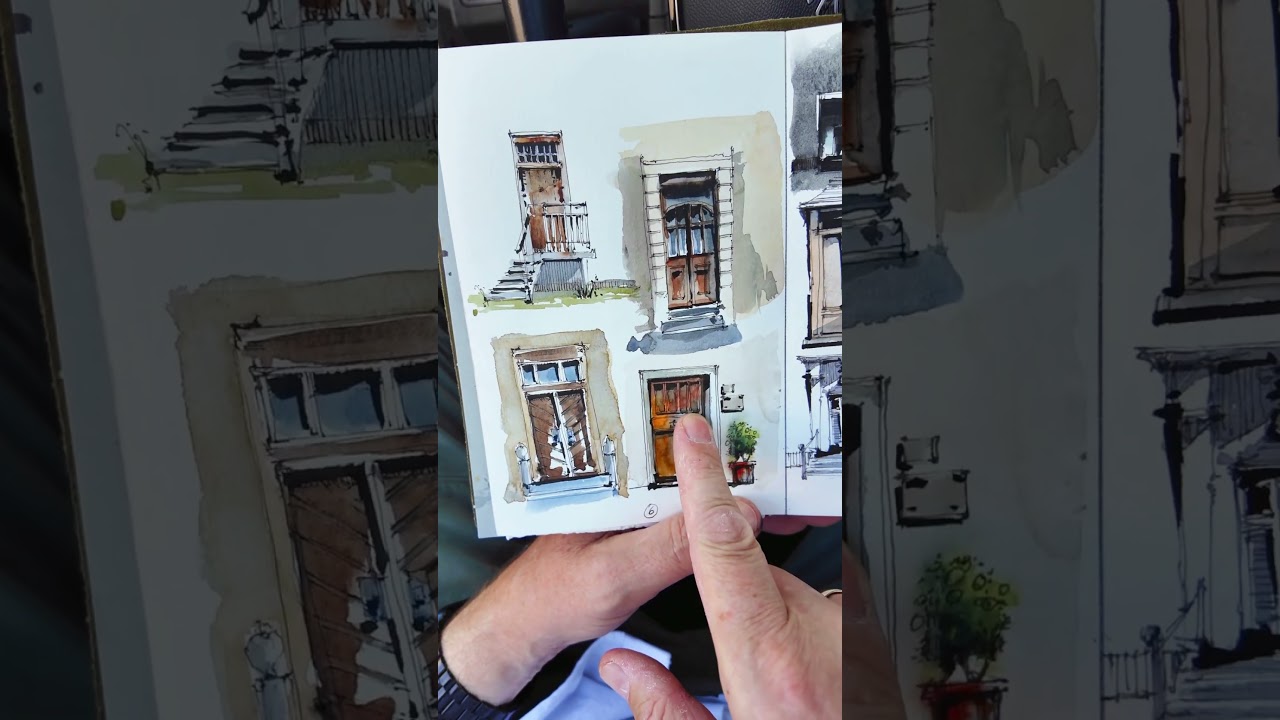 Upcoming tutorial about drawing doors with ink and Watercolour 