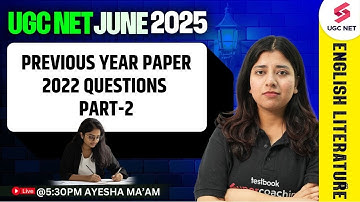UGC NET June 2025 | UGC NET English Previous Questions Paper (2022) #2 | UGC NET English By Ayesha