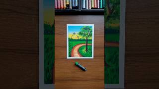 Easy Sunset Landscape Drawing with Oil Pastels 🌅 | Step-by-Step Tutorial