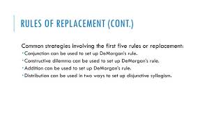 Lecture 8 Rules of Replacement