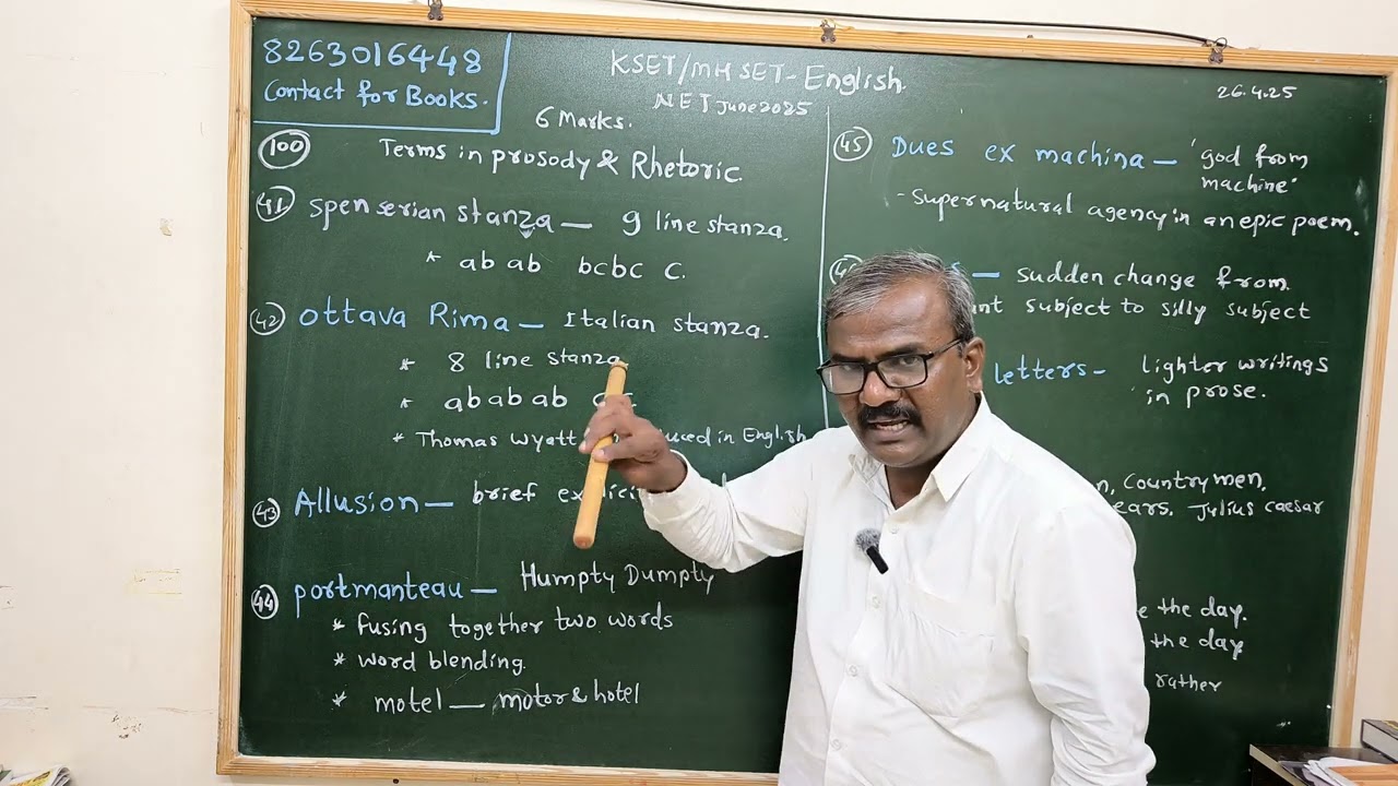 KSET/MH SET/NET June 2025: P2 English: 100 Concepts -Prosody and Rhetoric Part 5 BY DGK Sir