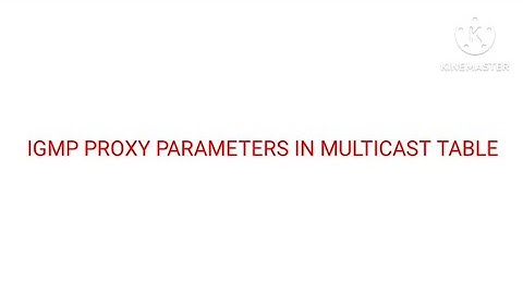 IGMP PROXY PARAMETERS | MULTICAST TABLE