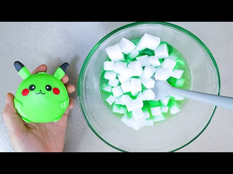 【ASMR】 ゼリーキューブをスライムにする方法 !! DIY Slime ASMR No talking【音フェチ】