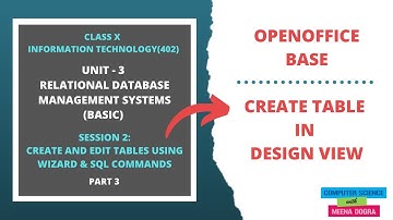 CREATE TABLE IN DESIGN VIEW/OPENOFFICE BASE/CBSE CLASS X/IT (402)/RDBMS/SESSION 2/PART 3