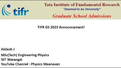 TIFR GS 2023 Announcement in Tamil | TIFR GS Physics 2023 | TIFR Mumbai | Physics Maanavan | Tamil