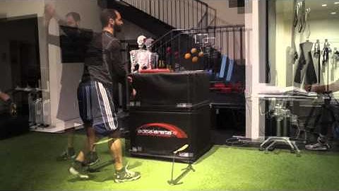 Lateral and Rotational 180 Degree Hurdle Jump to Linear Box Jump