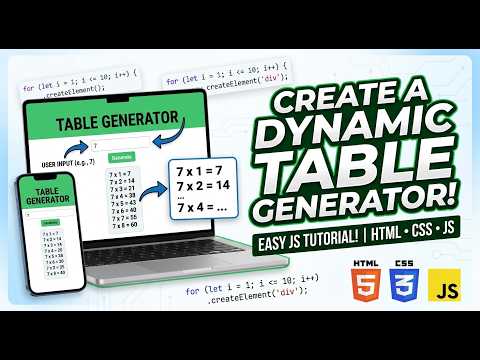 How to Create a Table Generator using HTML, CSS & JavaScript | Beginner Tutorial