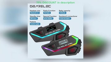 A must-have product! GEARELEC Motorcycle Helmet Intercom Headset 6 Riders 2KM Interphone Communica