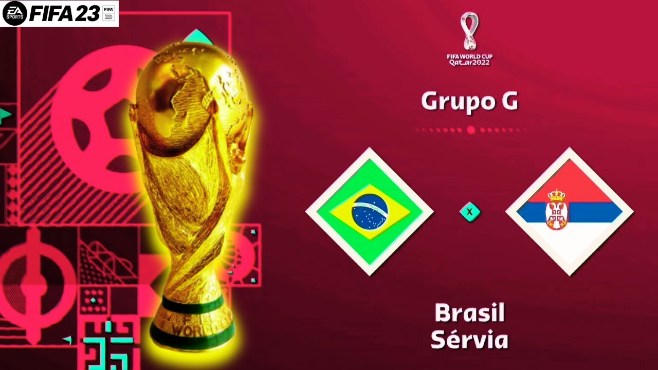 FIFA 23 NO XBOX ONE, GAME PASS - Inicio de game play da Copa do Mundo 2022.  Brasil X Servia 