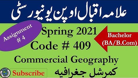 AIOU Code 409 Solved Asignment No.4 Spring  2021 | Subject: Commercial Geography |Level: Bachelor/BA