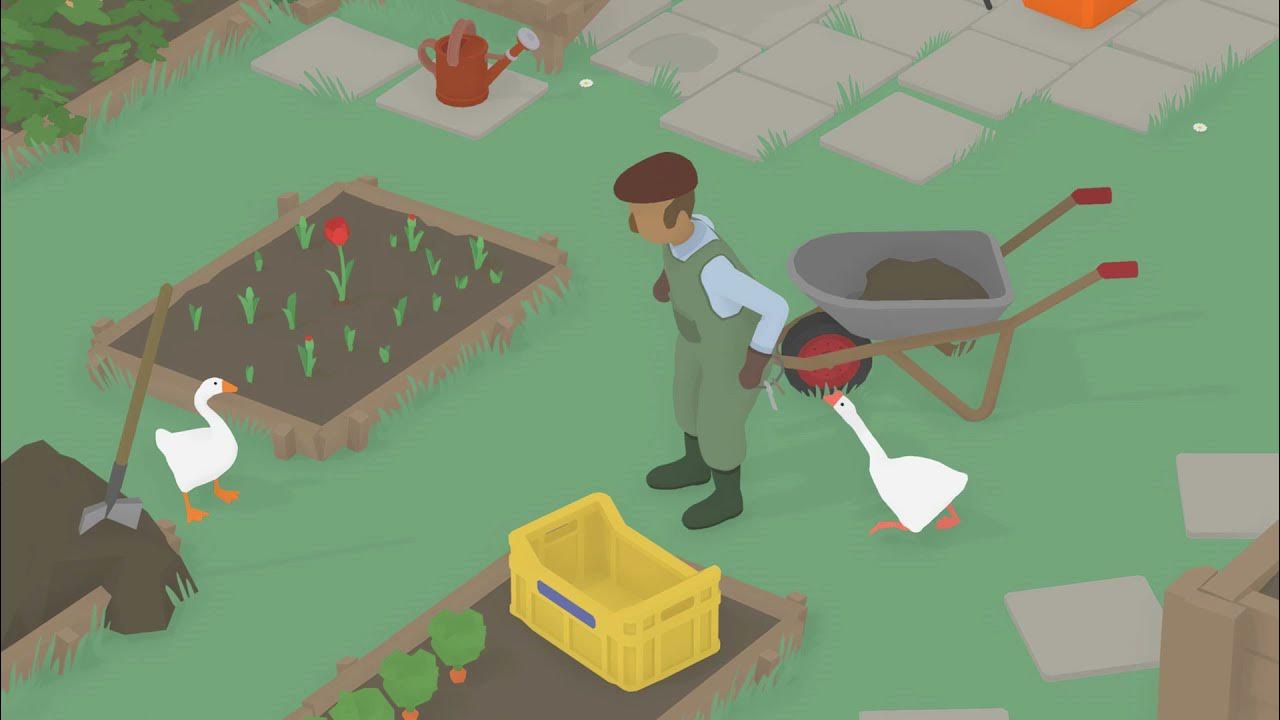 Untitled goose как заставить садовника надеть шляпу. Goose game multiplayer. untitled goose game. игра про гуся на нинтендо. untitled goose game 2 игрока.
