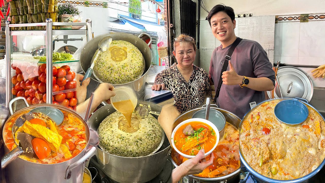 Siêu khủng Ổ Riêu Cua Đồng Nặng Hơn 10kg cứ 6 tiếng ra lò 1 mẻ cực chất lượng ở tiệm bún riêu Cô Thu