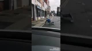 Drunk guy can’t get up😂😂😂