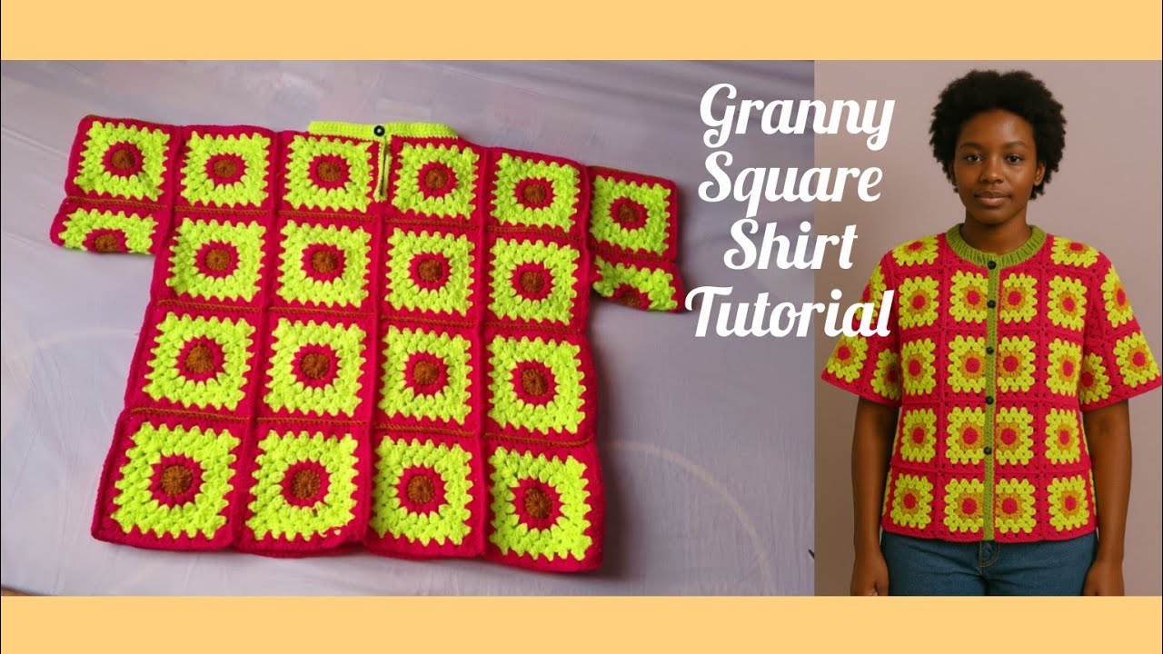 How to crochet granny square shirt tutorial for beginners//granny square crochet//unisex shirt 