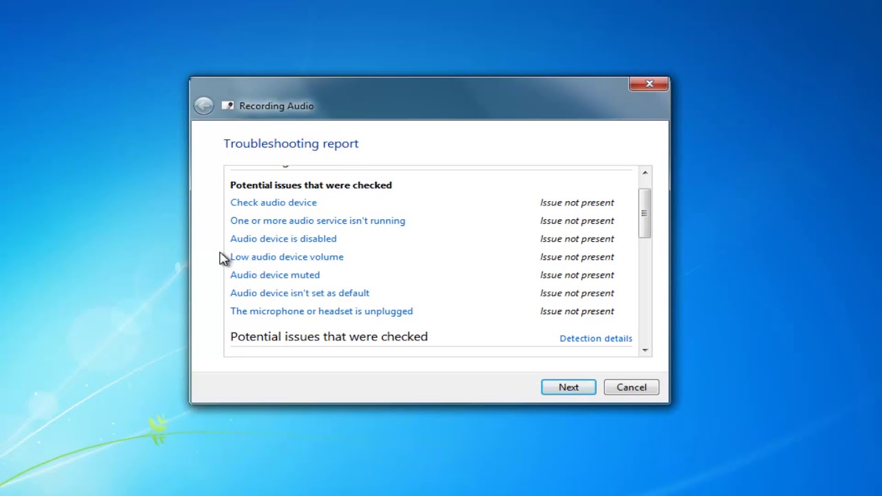 recording issues in windows 7