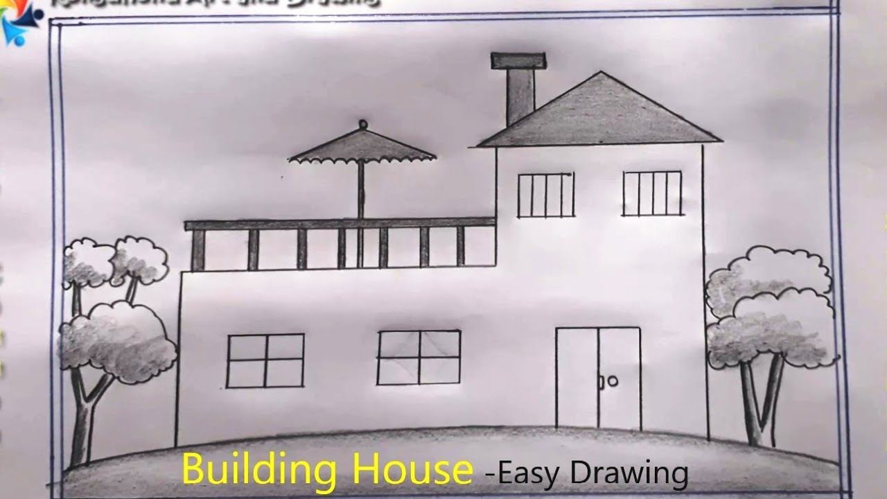 How to Draw My City House | building House Drawing Tutorial | Very ...