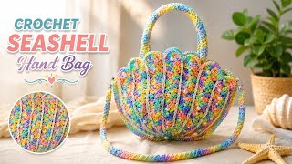 How to make a crochet sea shell hand bag step by step full tutorial.. screenshot 5