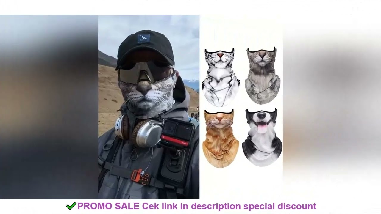 3D Animal Cat Design Summer Full Face Neck Protector Sun Shield Breathable Quick Dry Polyester Helme
