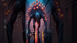 A Grotesque Creature Crawling Through A Foggy Street  Ai Surreal Monster Ai Generated Monster 2025