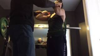 Play video: Front squat technique with Aldo Roy - Christmas Eve 2016 - Roy's home gym in Sudbury (Garson, ON)