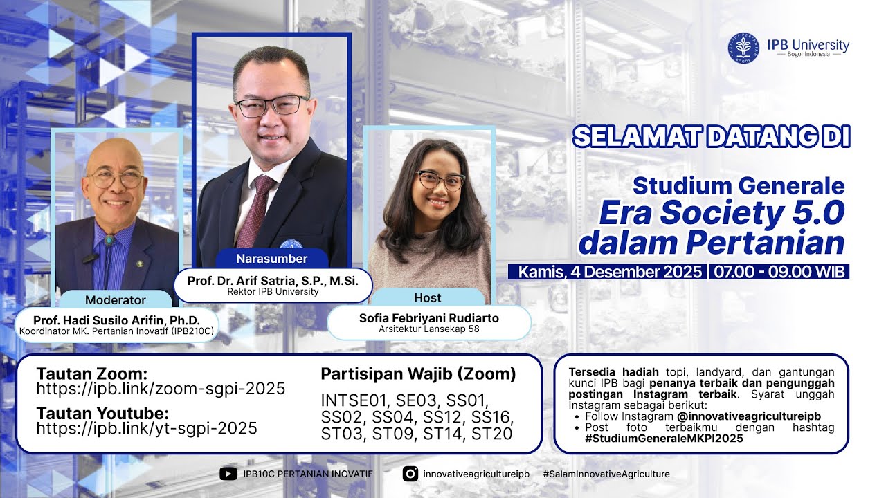Studium Generale Pertanian Inovatif: Era Society 5.0 dalam Pertanian