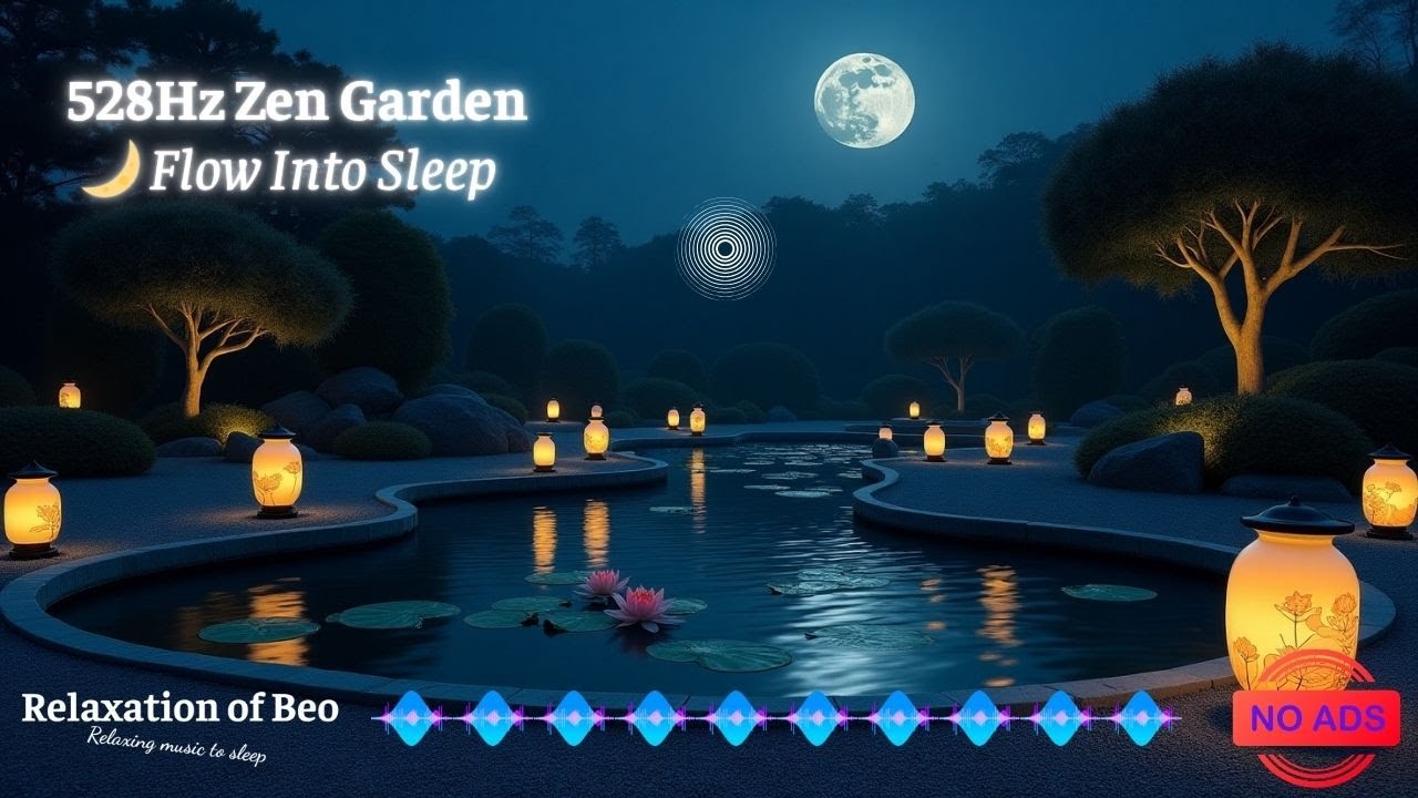 Zen Garden at Night | 528Hz Sleep Music with Water Sounds for Deep Calm ...