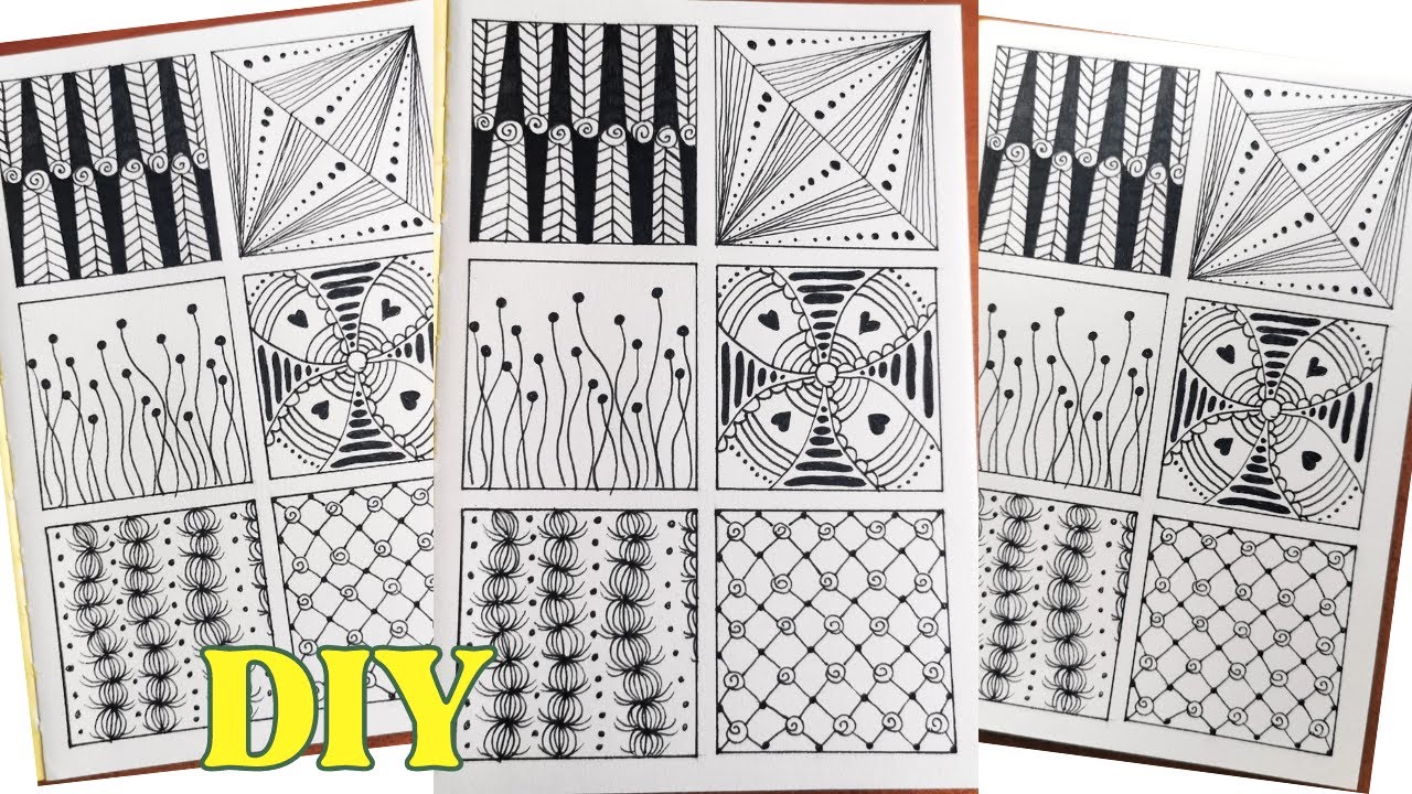 6 Wzorów Techniki Zentangle | 6 Zentangle Patterns |6 Doodle Patterns ...