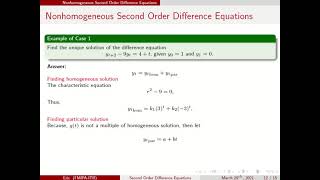 Famous Nonhomogeneous Second Order Difference Equations Wealth