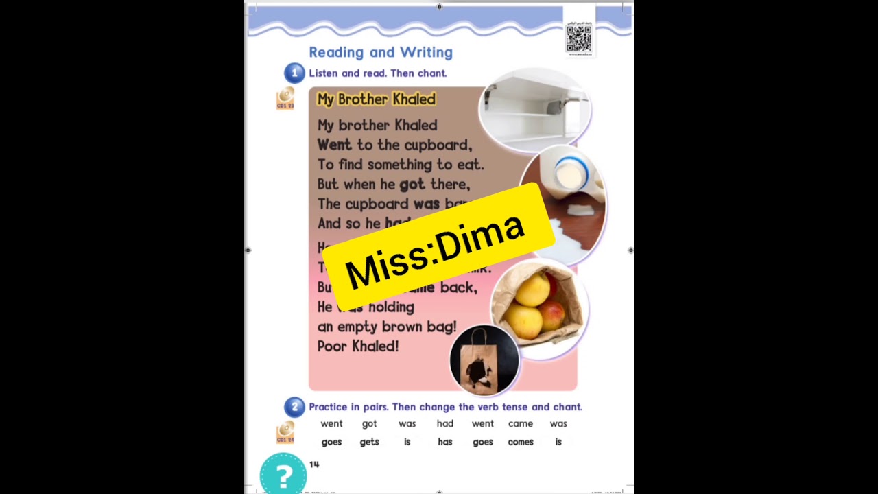 We Can6, Reading and Writing, My Brother Khaled, pages 14,15, الصف السادس الفصل الثاني