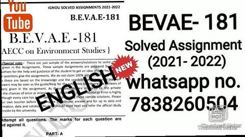 BEVAE 181 solved assignment 2021 22 in english @20rs/