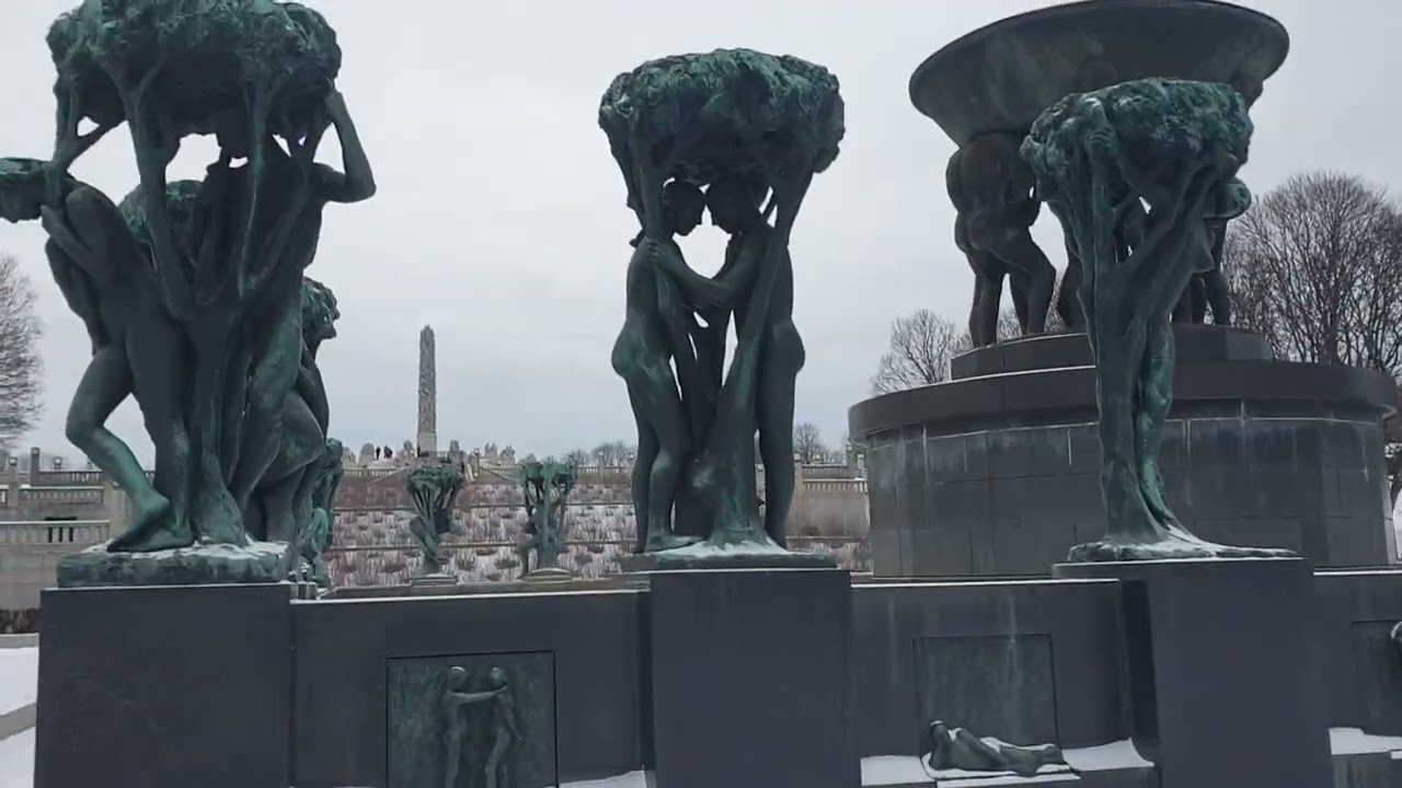 Norveçli gezgin sizin için Frognerparkında Oslo da soğuğa rağmen 