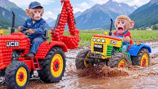 🐒🚜 Monkey Nana JCB Gets Stuck in Deep Mud… Rescue Tractor Comes Just in Time! 😱🌊 screenshot 2