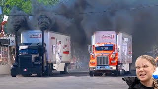Unbelievable Loaded Semi Drag Racing. Epic Smoke Diesel Truck Race. Shocked Greta!