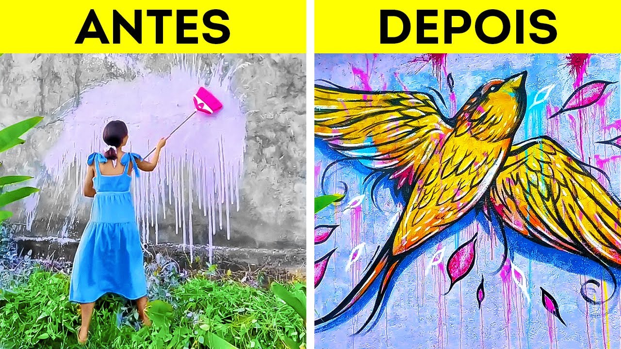 Ideias Incríveis de Decoração e Pintura de Paredes Usando Coisas Comuns ...