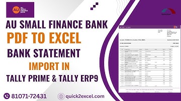How To PDF To Tally Import #AU Small Finance Bank#(Tally Erp9/Tally Prime) Support No+91 81071-72431