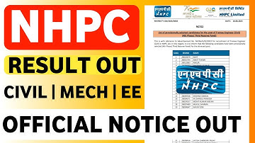 NHPC Result Out | NHPC Civil Mechanical Electrical Result Out | NHPC Result | NHPC JE Result?