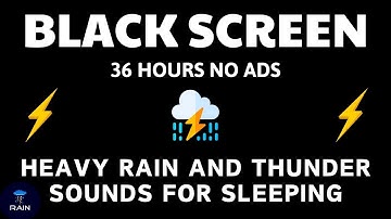 🔴 Heavy Rain and Thunder Sounds for Sleeping - Black Screen | Strong Thunderstorm Sleep Aid